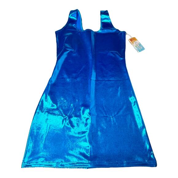 NWT Skinz Spritz Blue Metallic Body-Con DRESS Women's Juniors XL Shiny Hippie - Picture 1 of 9